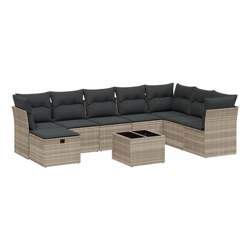Afuera Living Contemporary Synthetic Poly Rattan Sofa Set in Gray