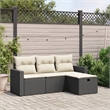 Afuera Living Contemporary 4 Piece Poly Rattan Medium Sofa Set in Black