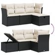 Afuera Living Contemporary 4 Piece Poly Rattan Medium Sofa Set in Black