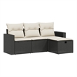 Afuera Living Contemporary 4 Piece Poly Rattan Medium Sofa Set in Black