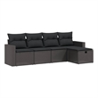 Afuera Living Contemporary 5 Piece Poly Rattan Large Sofa Set in Black