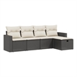 Afuera Living Synthetic Polyethylene Rattan 5 Piece Large Sofa Set in Black