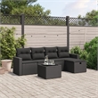 Afuera Living Contemporary 6 Piece Poly Rattan Sofa Set in Black
