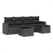 Afuera Living Contemporary 6 Piece Poly Rattan Sofa Set in Black