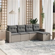 Afuera Living Contemporary 5 Piece Poly Rattan Large Sofa Set in Gray