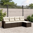 Afuera Living Contemporary 5 Piece Poly Rattan Sofa Set in Brown