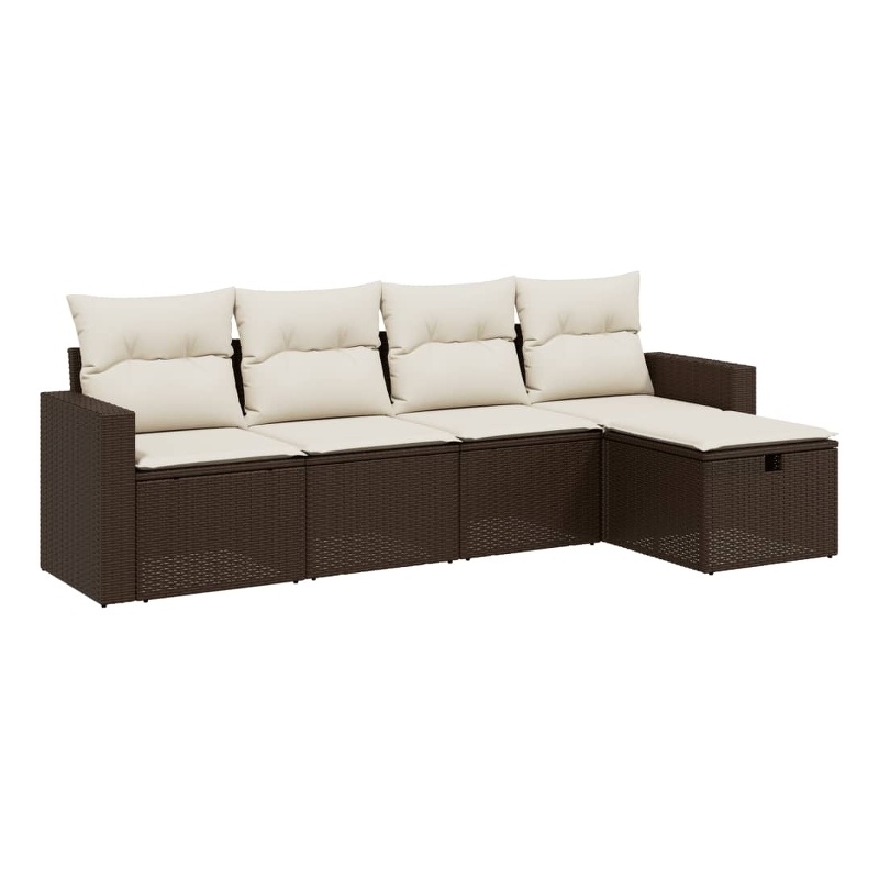 Afuera Living Contemporary 5 Piece Poly Rattan Sofa Set in Brown