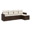 Afuera Living Contemporary 5 Piece Poly Rattan Sofa Set in Brown