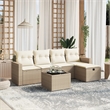 Afuera Living Contemporary 6 Piece Poly Rattan Sofa Set in Beige