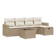Afuera Living Contemporary 6 Piece Poly Rattan Sofa Set in Beige