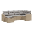 Afuera Living Contemporary 6 Piece Poly Rattan Large Sofa Set in Beige