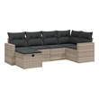 Afuera Living Contemporary 6 Piece Poly Rattan Large Sofa Set in Gray
