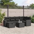 Afuera Living Contemporary 7 Piece Poly Rattan Large Sofa Set in Black