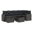 Afuera Living Contemporary 7 Piece Poly Rattan Large Sofa Set in Black