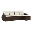 Afuera Living 5 Piece Poly Rattan Standard Sofa Set in Brown
