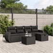 Afuera Living Contemporary 6 Piece Poly Rattan Small Sofa Set in Black