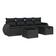 Afuera Living Contemporary 6 Piece Poly Rattan Small Sofa Set in Black