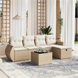Afuera Living Contemporary 6 Piece Poly Rattan Large Sofa Set in Beige
