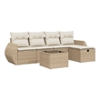 Afuera Living Contemporary 6 Piece Poly Rattan Large Sofa Set in Beige