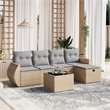 Afuera Living Contemporary 6 Piece Poly Rattan Sofa Set in Beige