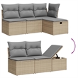 Afuera Living Contemporary 6 Piece Poly Rattan Sofa Set in Beige