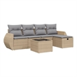 Afuera Living Contemporary 6 Piece Poly Rattan Sofa Set in Beige