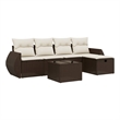 Afuera Living Contemporary 6 Piece Poly Rattan Sofa Set in Brown