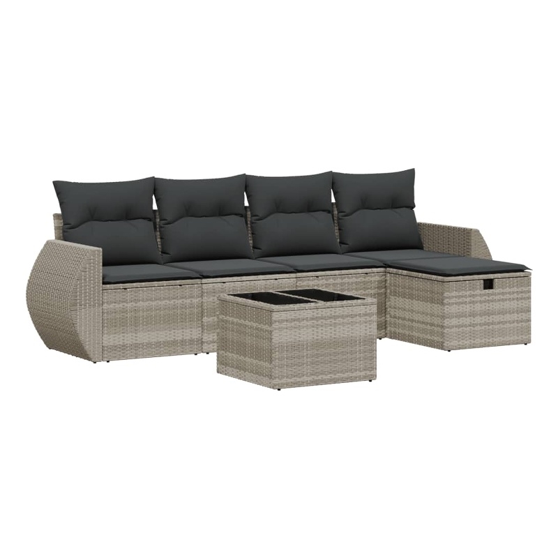 Afuera Living 6 Piece Poly Rattan Large Sofa Set with Removable Covers in Gray