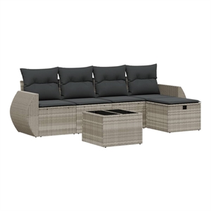 Afuera Living 6 Piece Poly Rattan Large Sofa Set with Removable Covers in Gray
