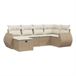 Afuera Living Contemporary 6 Piece Poly Rattan Large Sofa Set in Beige