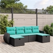 Afuera Living Contemporary 6 Piece Poly Rattan Large Sofa Set in Black