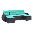 Afuera Living Contemporary 6 Piece Poly Rattan Large Sofa Set in Black