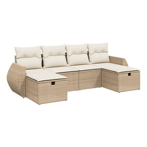 Afuera Living 6 Piece Poly Rattan Standard Sofa Set in Beige