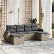 Afuera Living Contemporary 6 Piece Poly Rattan Large Sofa Set in Gray