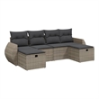 Afuera Living Contemporary 6 Piece Poly Rattan Large Sofa Set in Gray