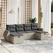 Afuera Living Contemporary 6 Piece Poly Rattan Sofa Set in Gray