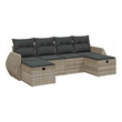Afuera Living Contemporary 6 Piece Poly Rattan Sofa Set in Gray