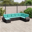 Afuera Living Contemporary 8 Piece Poly Rattan Sofa Set in Black