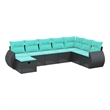 Afuera Living Contemporary 8 Piece Poly Rattan Sofa Set in Black