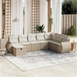 Afuera Living Contemporary 8 Piece Poly Rattan Large Sofa Set in Beige