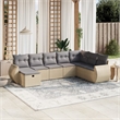 Afuera Living Contemporary 8 Piece Poly Rattan Large Sofa Set in Beige