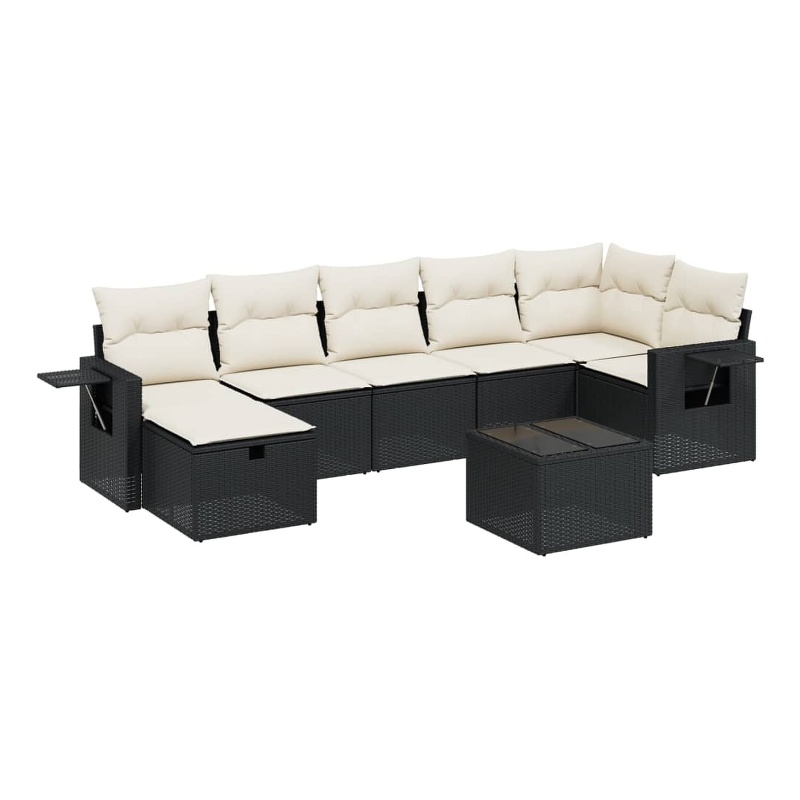 Afuera Living Contemporary 8 Piece Poly Rattan Large Sofa Set in Black
