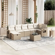 Afuera Living Contemporary 8 Piece Poly Rattan Small Sofa Set in Beige