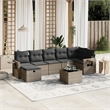 Afuera Living Contemporary 8 Piece Poly Rattan Large Sofa Set in Gray