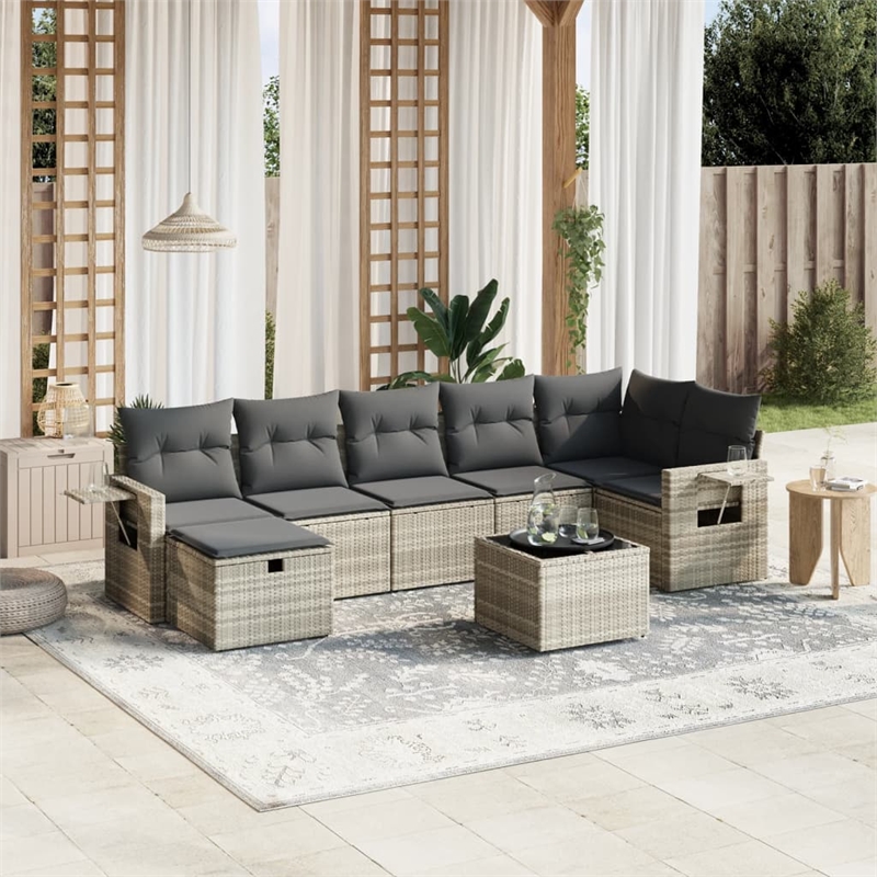 Afuera Living Contemporary Synthetic Poly Rattan Sofa Set in Gray