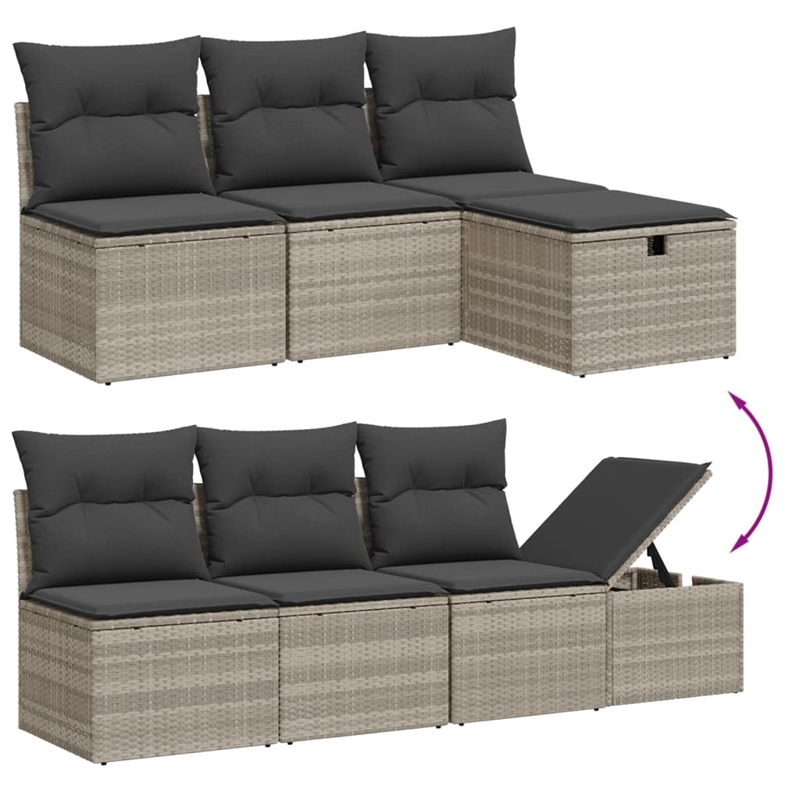 Afuera Living Contemporary Synthetic Poly Rattan Sofa Set in Gray