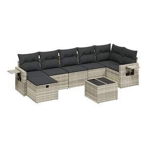 Afuera Living Contemporary Synthetic Poly Rattan Sofa Set in Gray