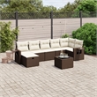 Afuera Living Contemporary 8 Piece Poly Rattan Large Sofa Set in Brown