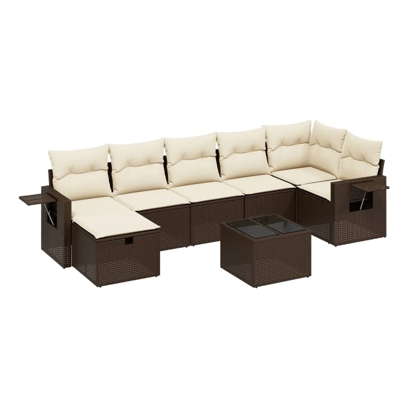 Afuera Living Contemporary 8 Piece Poly Rattan Large Sofa Set in Brown