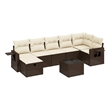 Afuera Living Contemporary 8 Piece Poly Rattan Large Sofa Set in Brown